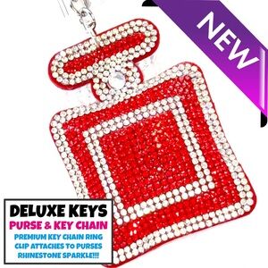 Luxe Keys Rhinestone Keychain- Red Perfume Bottle Large